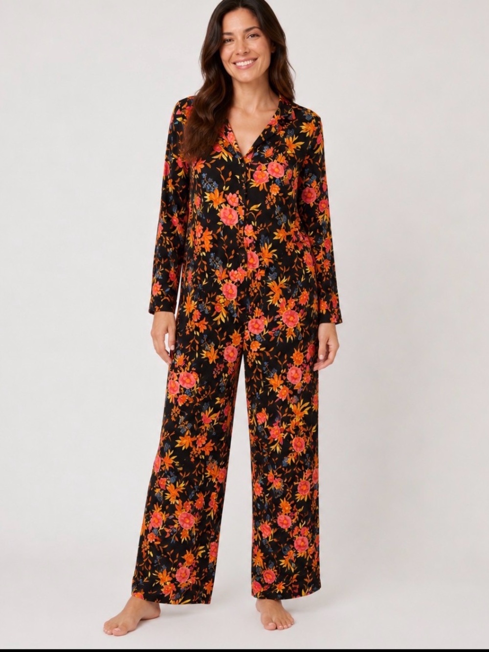 BumbleBella by Jill Martin Dreamy Jersey Fanciful Floral Jumpsuit Women's Large